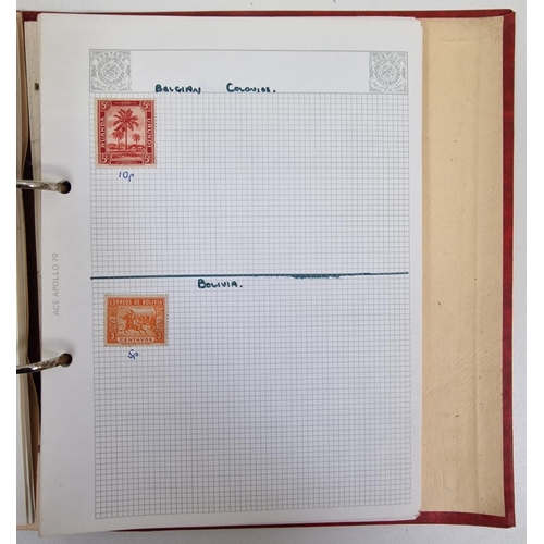 1091 - A collection of five partially-filled stamp albums, containing a variety of worldwide stamps.