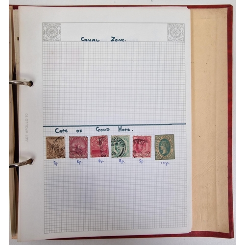 1091 - A collection of five partially-filled stamp albums, containing a variety of worldwide stamps.