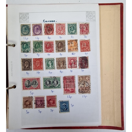 1091 - A collection of five partially-filled stamp albums, containing a variety of worldwide stamps.