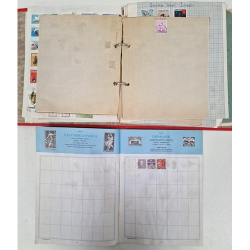 1091 - A collection of five partially-filled stamp albums, containing a variety of worldwide stamps.