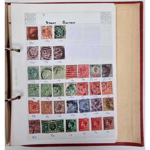 1091 - A collection of five partially-filled stamp albums, containing a variety of worldwide stamps.