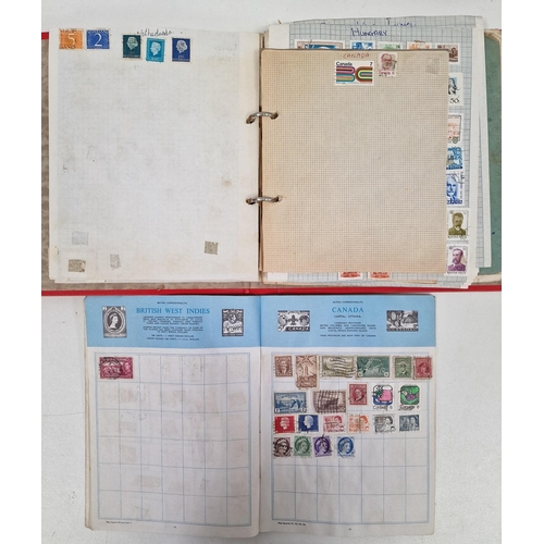 1091 - A collection of five partially-filled stamp albums, containing a variety of worldwide stamps.