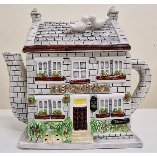 415 - A pair of TV show themed, novelty teapots. To include 'Eastenders - Queen Vic' & 'Emmerdale - The Wo... 