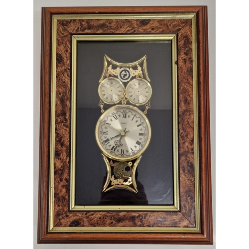 387 - A collection of wall, mantle & travel clocks. To include two Ken Broadbent examples (train & owl), c... 