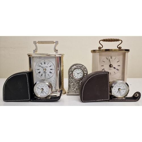 387 - A collection of wall, mantle & travel clocks. To include two Ken Broadbent examples (train & owl), c... 