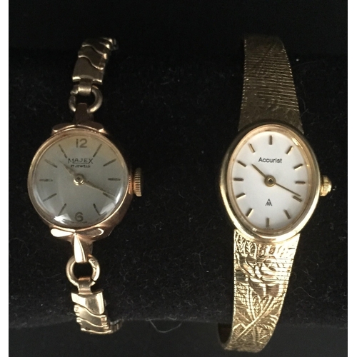 1209 - A ladies 'Majex' gold-filled vintage watch, model G20LL, together with an 'Accurist' gold-coloured b... 