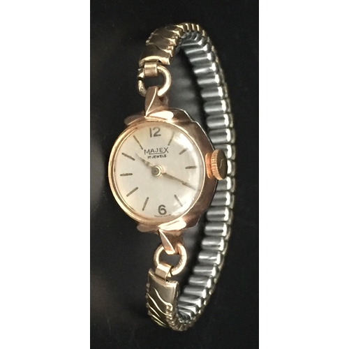 1209 - A ladies 'Majex' gold-filled vintage watch, model G20LL, together with an 'Accurist' gold-coloured b... 