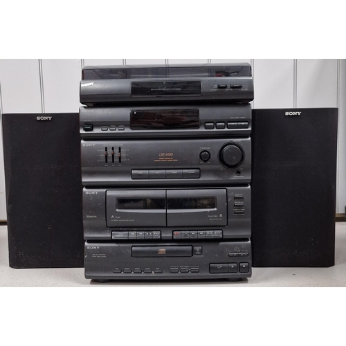 1558 - A full size 'Sony' Hi-Fi system, model no. PSLX56. To include turntable, tuner, CD player, twin cass... 