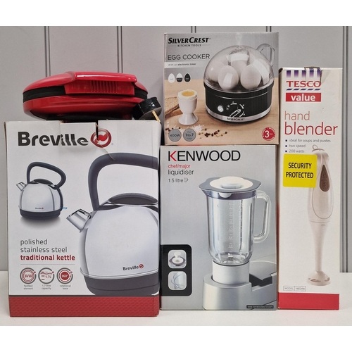 1562 - A selection of five kitchen electricals. All appear as new/unused. To include boxed 'Breville' kettl... 