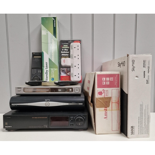 1567 - A selection of home entertainment items. To include 'Sony' SLV-625 VCR, Sky boxes (x3), DVD player, ... 