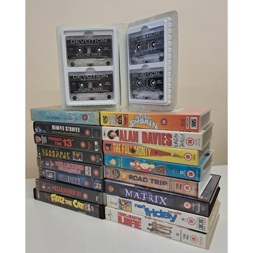 1541 - A collection of sixteen VHS movies & a set of four 'Devotion New Years Eve 1996/7' cassette tapes.