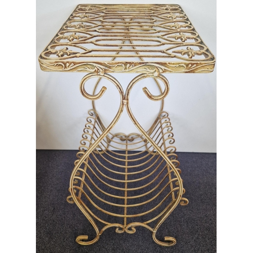 15 - A mid-century side table/plant stand with gilt detail throughout. Dimensions(cm) H59, W40, D29.