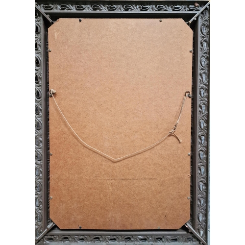 17 - A contemporary mirror, with gold-coloured frame. Dimensions 83cm x 60cm.