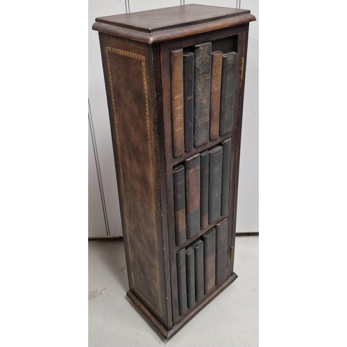 19 - An antique style bookcase, with false book display door. Dimensions(cm) H87, W31, D20.