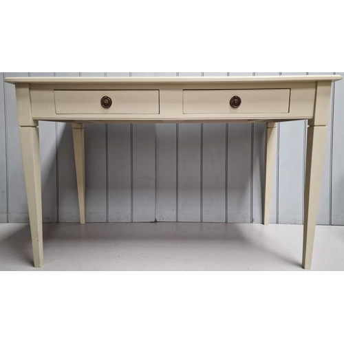 22 - A painted solid wood 'Empire' desk, with twin-fronted drawers. Originally supplied by 'Scumble Goosi... 