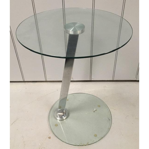 52 - A contemporary, glass & chrome side table. Dimensions(cm) H54, W44, D44.