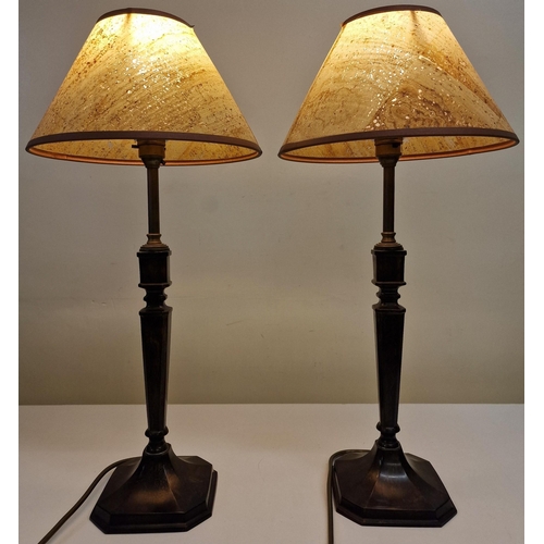 68 - A pair of good quality desk lamps, with distressed shades, by 'Rochamp Ltd'. PAT test pass & functio... 