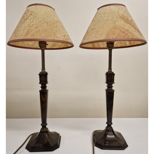 68 - A pair of good quality desk lamps, with distressed shades, by 'Rochamp Ltd'. PAT test pass & functio... 