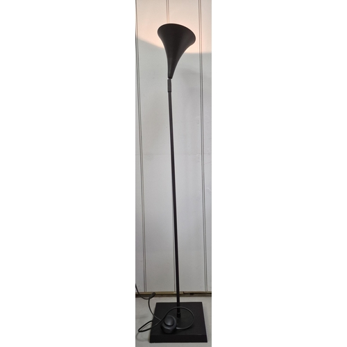 70 - A tall black floor lamp, with adjustable head. PAT test pass & functionality test indicates in worki... 