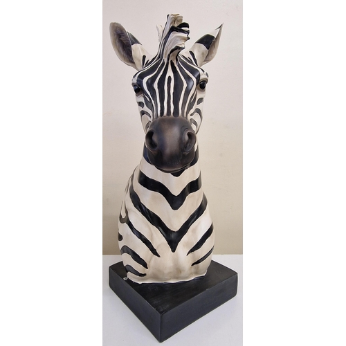 96 - An ornamental, resin zebra head statue. Dimensions(cm) H52, W20, D33.