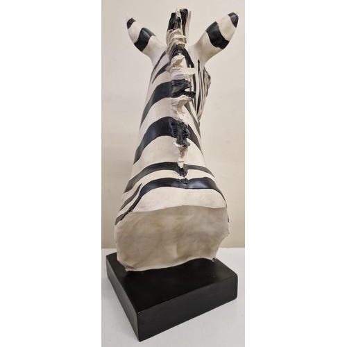 96 - An ornamental, resin zebra head statue. Dimensions(cm) H52, W20, D33.