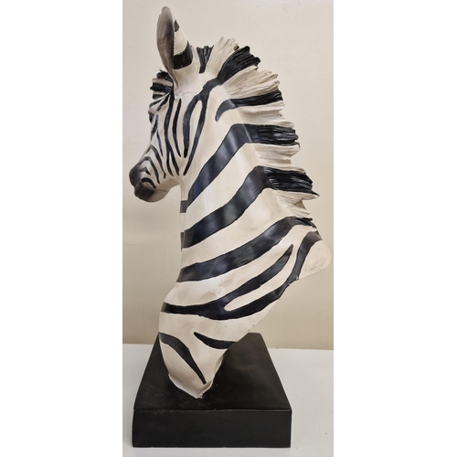 96 - An ornamental, resin zebra head statue. Dimensions(cm) H52, W20, D33.