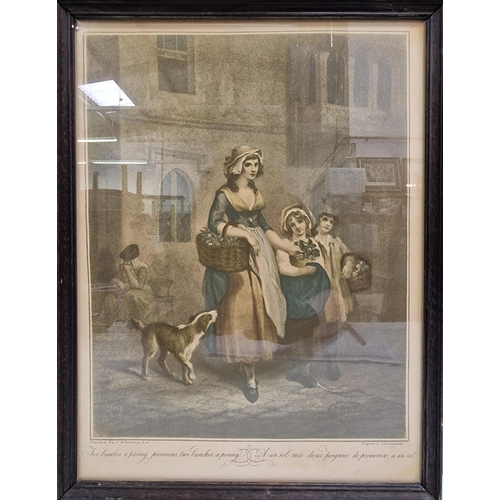 338 - An antique framed lithograph, after Wheatley Francis (British 1747-1801), entitled 'Cries of London'... 