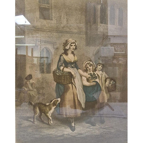 338 - An antique framed lithograph, after Wheatley Francis (British 1747-1801), entitled 'Cries of London'... 