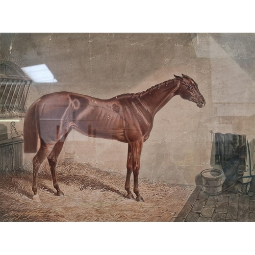 340 - An antique, framed/coloured lithograph depicting 'The Princess' racehorse, winner of the Epsom Oaks ... 