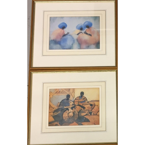 343 - A pair of framed prints, by Tony Hudson. 'Transkei women smoking pipes' pastel painting no.98 & 'The... 