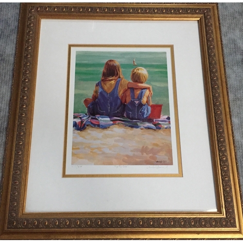 349 - A gilt framed lithograph, on paper, entitled ‘By The Sea’, by Lucelle Raad (born GB 1942, moving to ... 