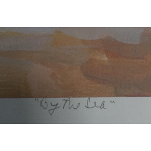 349 - A gilt framed lithograph, on paper, entitled ‘By The Sea’, by Lucelle Raad (born GB 1942, moving to ... 