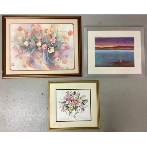 363 - A trio of framed prints. To include 'Summer Blaze', by Celia Russell, a floral print, signed 'S Felt... 