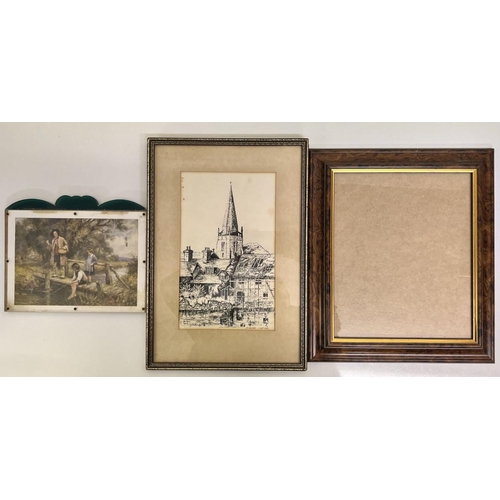 371 - Two framed prints, together with an empty frame.