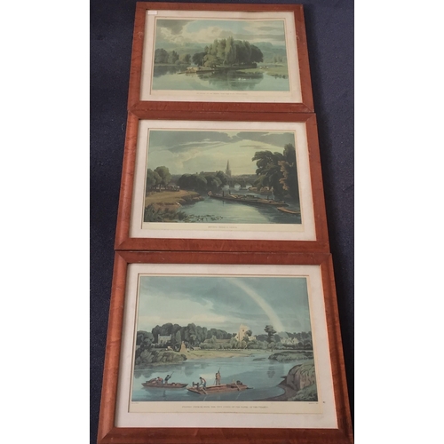 378 - A set of three framed prints, after William Havell, depicting picturesque views of the River Thames.... 