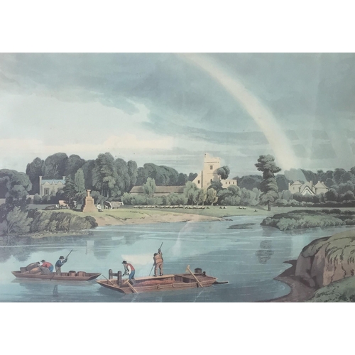 378 - A set of three framed prints, after William Havell, depicting picturesque views of the River Thames.... 