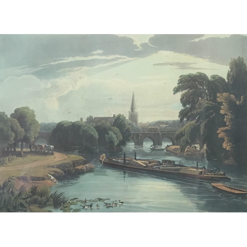 378 - A set of three framed prints, after William Havell, depicting picturesque views of the River Thames.... 