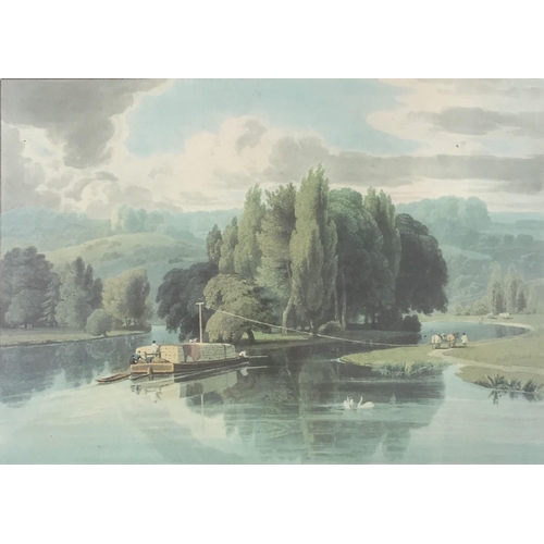 378 - A set of three framed prints, after William Havell, depicting picturesque views of the River Thames.... 