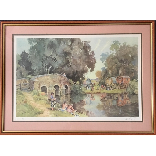 382 - A signed/framed, limited edition print, by Eugene Richard Sturgeon, depicting travellers resting & b... 