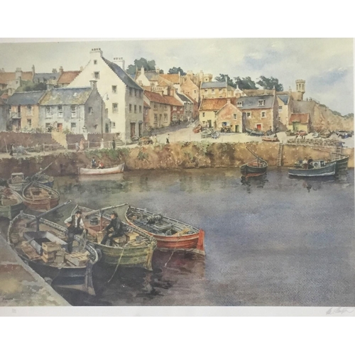 383 - A signed/framed, limited edition print, by Eugene Richard Sturgeon, depicting a harbour scene. Limit... 