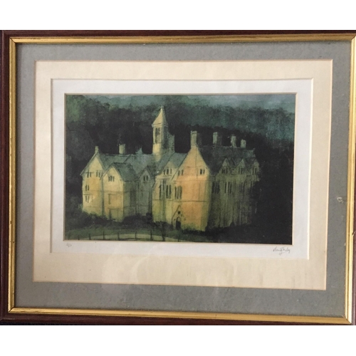 384 - A signed/framed, limited edition print of Woodchester Mansion (Stonehouse, Glos). Limited edition 31... 