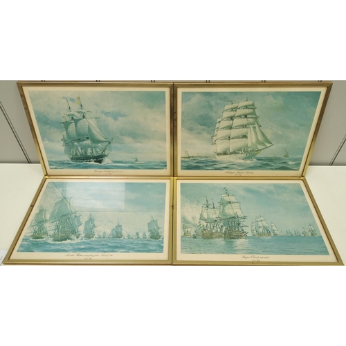 394 - A set of four nautical prints, by Jacob Hagg. Framed dimensions 32cm x 44cm.