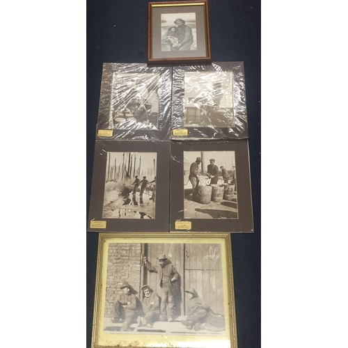 395 - A selection of four unframed & two framed fishing-themed prints. Respective dimensions (cm) H25/25/2... 