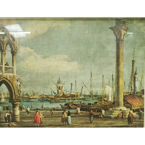 399 - A selection of three framed pieces of artwork, depicting Venice. Two prints & a watercolour. Framed ... 