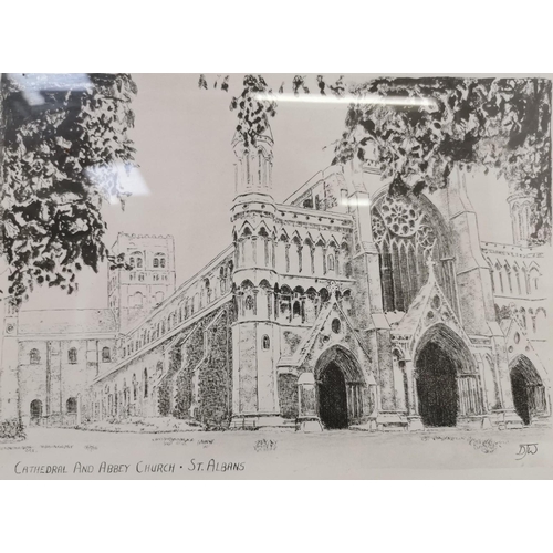 401 - Framed print of St Albans Cathedral by DJW with print 'Autumn Kinnordy' by Patrick McIntosh. Dimensi... 