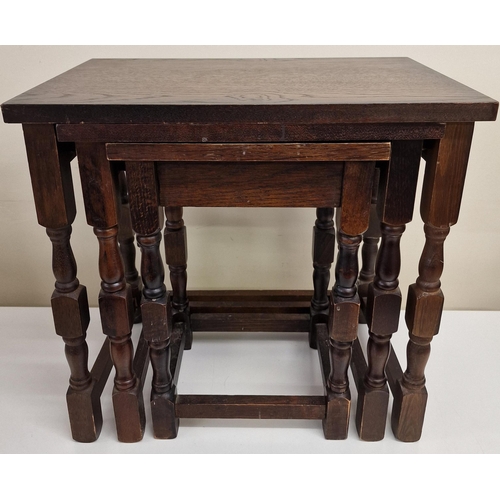 3 - A vintage, oak nest of three tables. Largest dimensions(cm) H46, W48, D33.