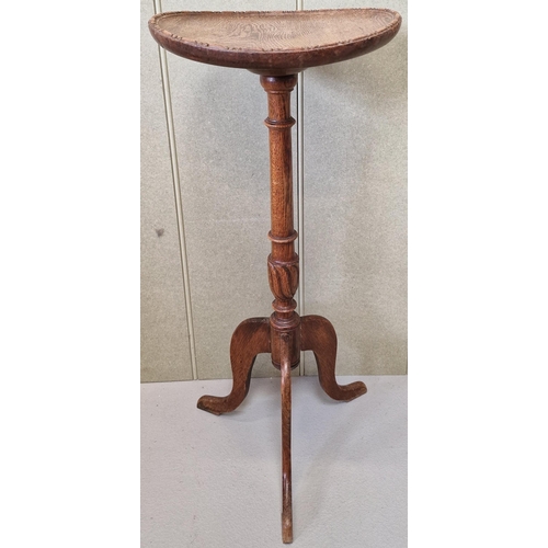 28 - A 19th century, oak wine table, with tripod legs. Dimensions(cm) H67, W29, D29.