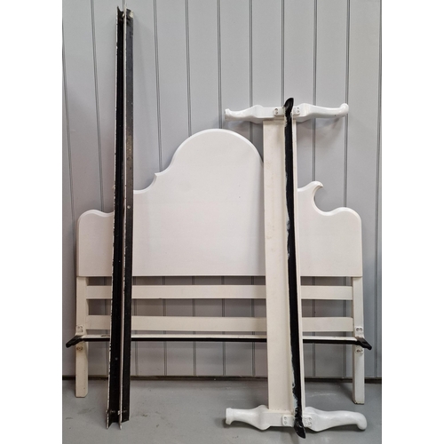 39 - A vintage, white-painted double bed frame. Consists of headboard, footboard & irons. Headboard dimen... 