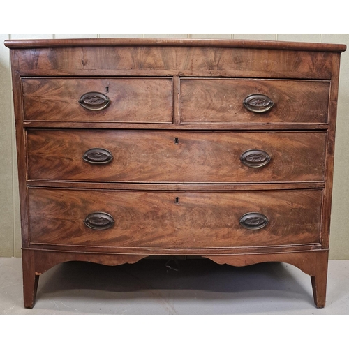45 - A good quality Georgian, Hepplewhite mahogany chest of two over two drawers. Brass drawer pulls with... 