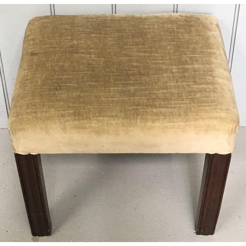 60 - An Edwardian, upholstered oak stool. Dimensions(cm) H40, W47, D40.